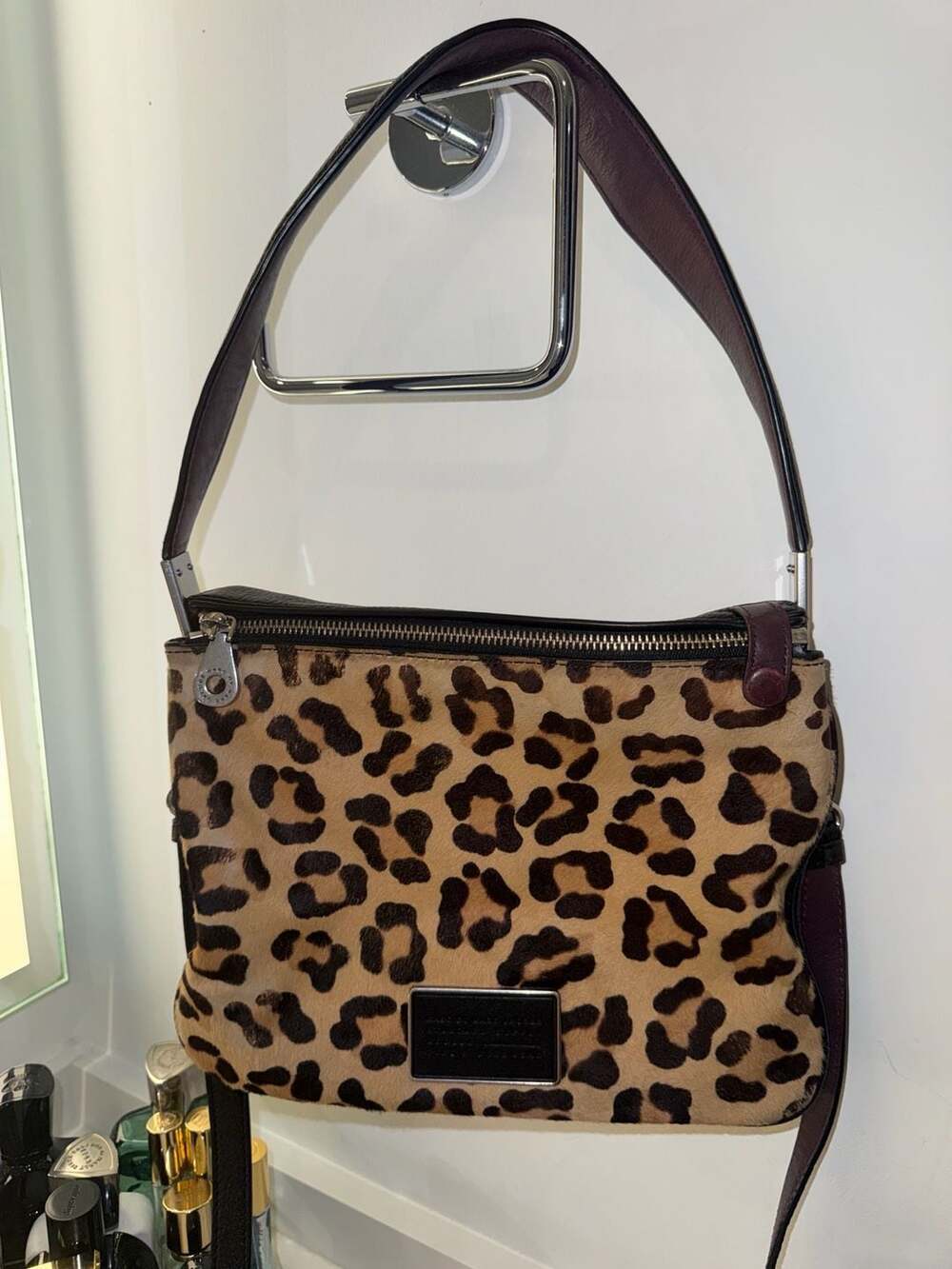 Marc by Marc Jacobs Ligero Leopard Print Haircalf and Leather Crossbody Bag